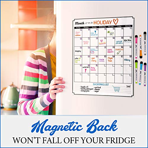 Dry Erase Monthly Calendar Set - Large Magnetic White Board & Grocery List Organizer for Kitchen Refrigerator (Vertical) - Thumbnail 2