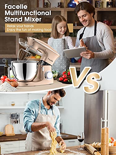 8.5 L 2000 W Bread Mixer for Pastries, Facelle Kitchen Robot, Kneader, Low Noise, Powerful and Professional, 6 Speeds with Pulse, Stainless Steel Bowl