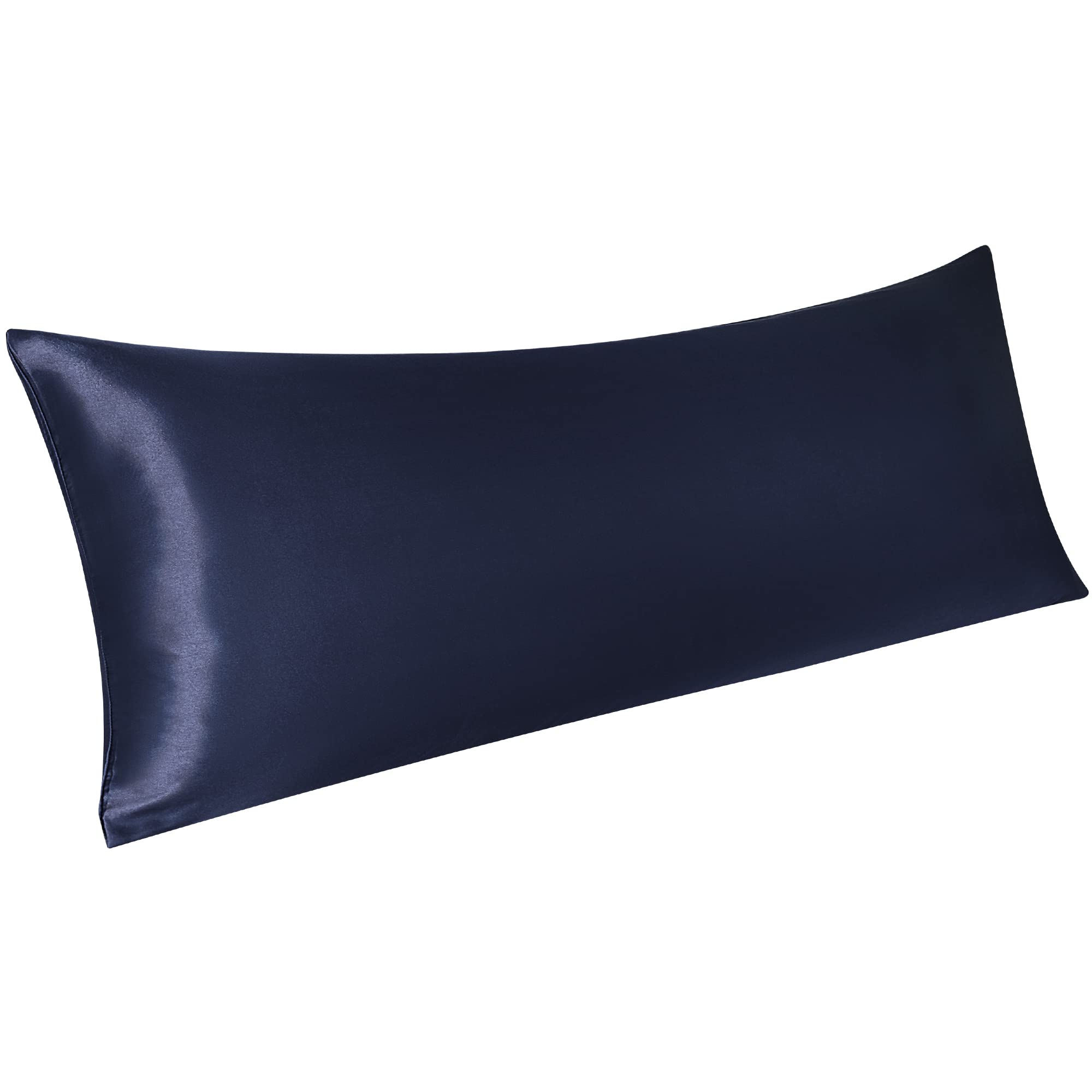 PiccoCasa 1 PC Satin Body Pillowcases for Hair and Skin, Luxury Silky Pillow Cover Luxury Long Satin Pillow Cases with Envelope Closure Navy 20"x72" (6ft)
