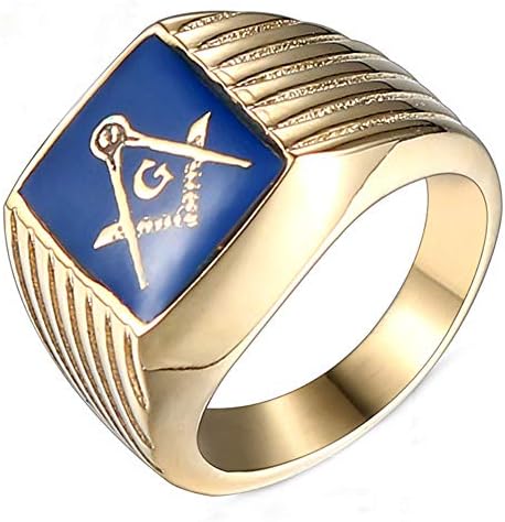 Masonic Blue Rings Men's AG Logo Jewelry Vintage Punk Rings