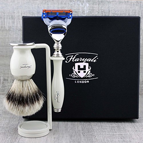 Set Featuring Silver Tip Brush & 5 Edge Cartridge Razor,Stand