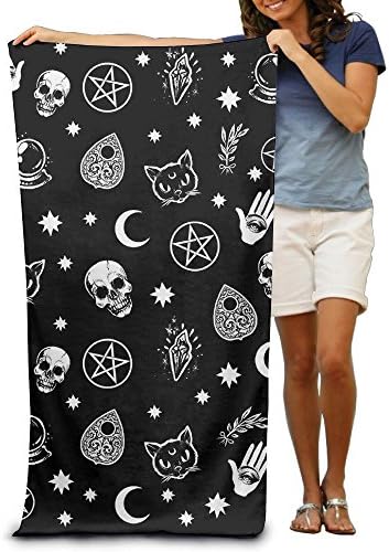 DIMANNU Bath Towel Skull Cat Moon Gothic Pattern Black Patterned Soft Beach Towel 31"x 51" Towel With Unique Design