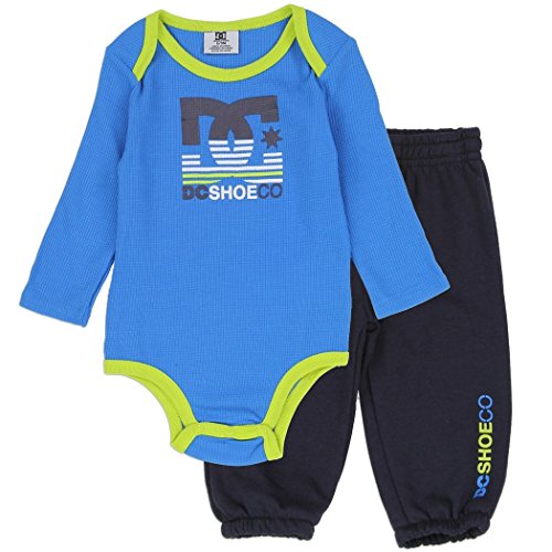 DC Shoe Co Baby Long-Sleeve Thermal Bodysuit and Pants Set, Blue, 6/9M