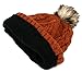 ANGELA & WILLIAM Women's Faux Fur Pompom Fleece Lined Knitted Slouchy Beanie Hat - Rust