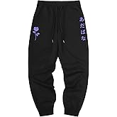 WDIRARA Men's Floral Letter Graphic Print Drawstring Waist Tie Front Sweatpants