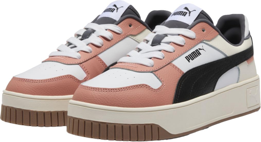 PUMA Women’s Carina Street Shoes Sneaker, White-Black-Deeva Peach, 8.5