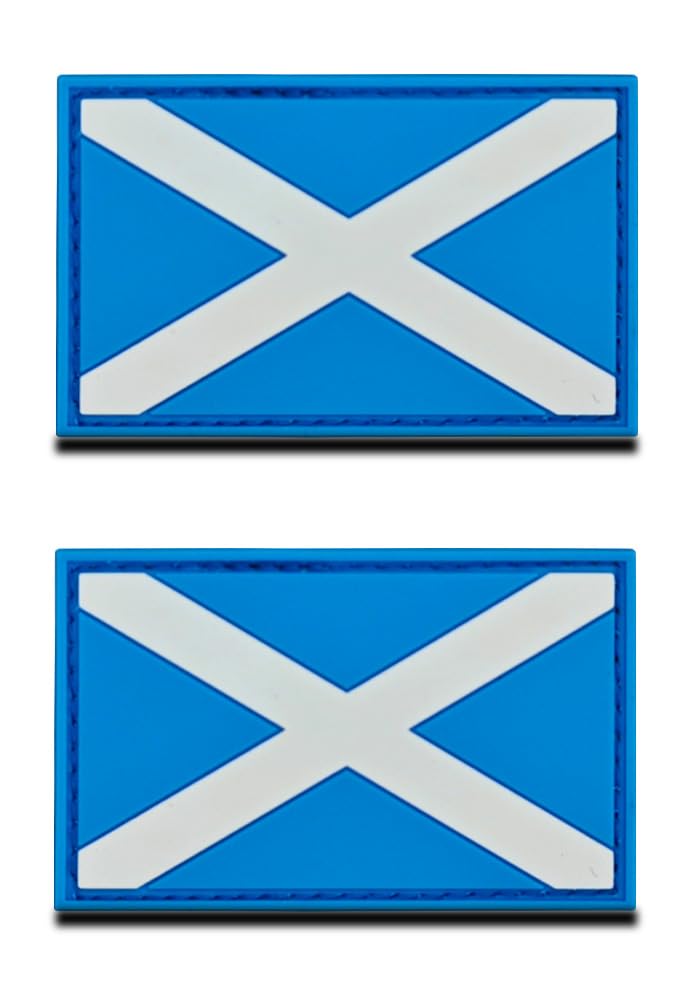 2 Pieces Scotland Flag 3D PVC Rubber Patch, Heavy Duty and Solid Material, Hooked Backing Tactical UK Scottish Emblem Patch for Clothes Bag Backpack Uniform Vest Clothes Biker Travel — image 1