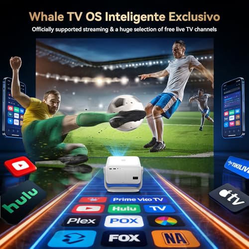 Smart 4K Projector【Officially-Licensed APP & Auto Focus & Keystone】,1080P FHD WiFi6 Bluetooth Portable Projector,360° Rotatable Home Cinema Projectors for Bedroom/Outdoor/Phone