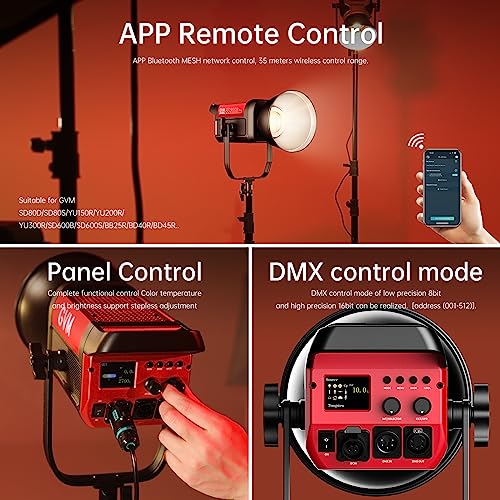 GVM 300W Bi-Color Video Lighting Kit with Softbox and Bowens CCT Stand 2700K~6800K CRI 97+ Continuous Lighting for Photography