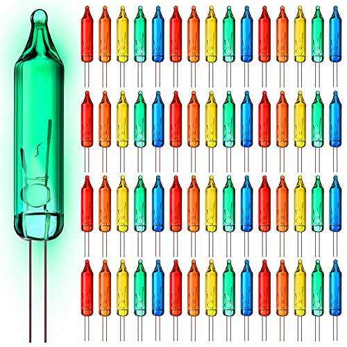 Mudder 100 Pcs Mini Christmas 2.5 Volt Replacement Light Bulbs for Christmas Trees Decorative Light Supplies Indoor Outdoor Xmas Decor, 0.17 Ampere, 0.42 Watt (Red,Orange,Green,Blue,Yellow)