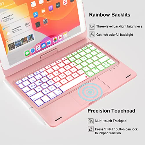 iPad 9th Generation Case with Keyboard and Touchpad, 360° Rotatable