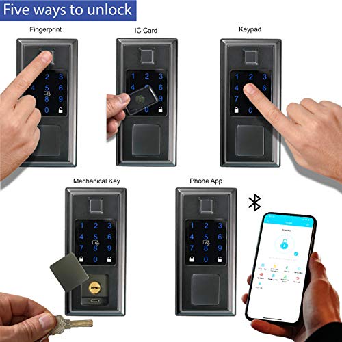 Jetkey Smart Lock, Fingerprint Keyless Entry Door Lock, Bluetooth Electronic Deadbolt, Touchscreen Keypad, App Control… - Image 2