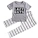 Baby Toddler 2 Pcs Letter Cotton Shirt + Striped Pants Set Outfit Casual Suit (24M-3T)