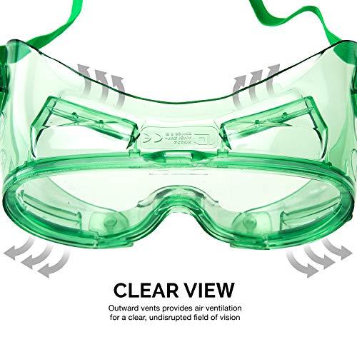 Neiko 53829A Protective Safety Goggles Clear Polycarbonate Lens Impact and Chemical Splash