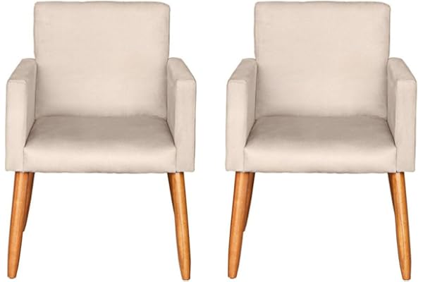 Kit 2 Poltronas Cadeira Decorativa para Sala de estar Cadeiras para Recepção Manicure Escritório Sala De Espera (BEGE)