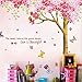 Jessie&Letty Large Pink Sakura Flower Cherry Blossom Tree Wall Sticker Decals PVC Removable Wall Decal for Nursery Girls and Boys Children's Bedroom (Flower Tree)