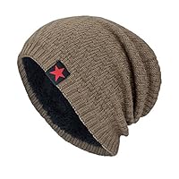 XGao Knit Hat Men, Skull Caps for Men, Knit Hats for Men Winter Womens Keep Warm Manual Crochet Hat Wool Beanie Caps Knitted Earmuffs (Khaki)