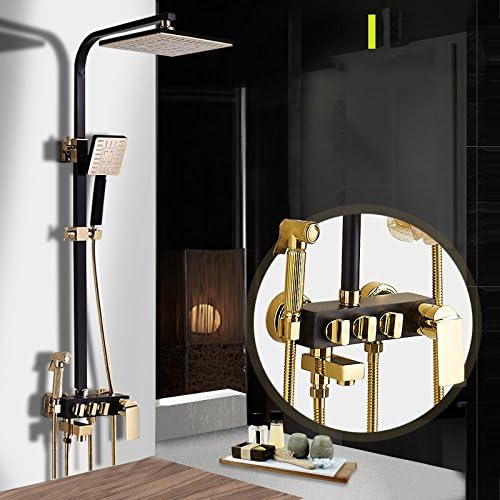 Messing Dusche Kit Badezimmer Handbrause Europa Retro Square Duschkopf 8 1 Schwarz Weiss Color Black Amazon De Baumarkt