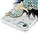 iPhone 8 Case, iPhone 7 Case (4.7 inch) - Mavis's Diary 3D Handmade Bling Luxury Peacock Fashion Feather Shiny Blue Diamond Sparkle Crystal Rhinestone Full Around Protective Clear Hard Cover