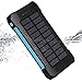 10000mAh Dual USB Ports Solar Charger Solar Power Bank with LED Status Indicator and LED Flashlight IP65 Waterproof, Shockproof,Suitable for iPhoneX, iPad, Android Smartphones, Bluetooth Speaker