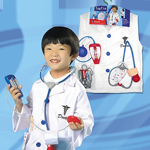 TopTie 4 Sets Kids' Role Play Costume Doctor Surgeon Police Officer Fire Chief - Image 2