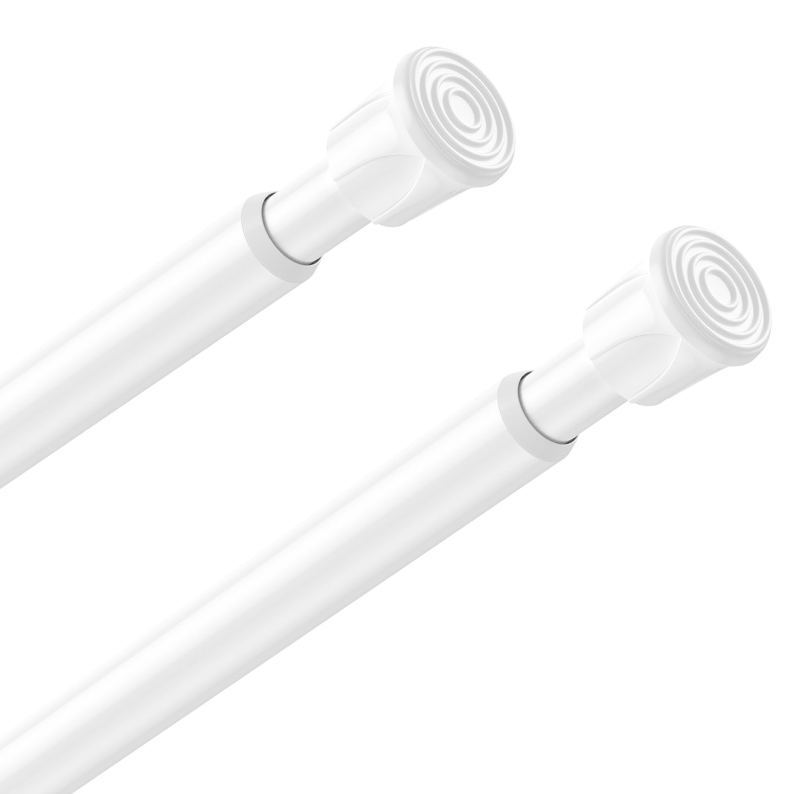 Photo 1 of 2 Pack Spring Tension Rods 28-48 Inches,5/8" Diameter White Spring Loaded Curtain Rods,Adjustable Small Short Tension Curtain Rod for Windows,Kitchen, Doorway,Bathroom,Cupboard Bars