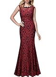 Miusol Women's Retro Floral Lace Contrast Halter Bridesmaid Long Dress