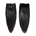 abHair Clip in 100% Human Hair Extensions Silky Soft Yaki Straight 60-65g Full Head 7 Piece 14