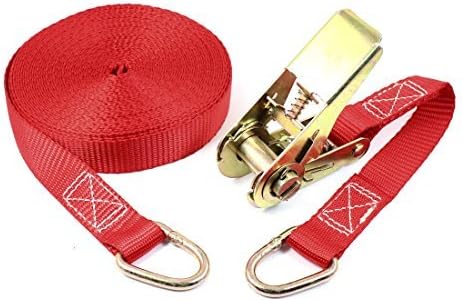 Metal D Hugis Loop Cargo Binding Ratchet Tie Down Strap 10M 33ft Red