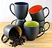 ITI Ceramic Bistro Hilo Coffee Mugs with Pan Scraper, 14 Ounce (6-Pack, Assorted)