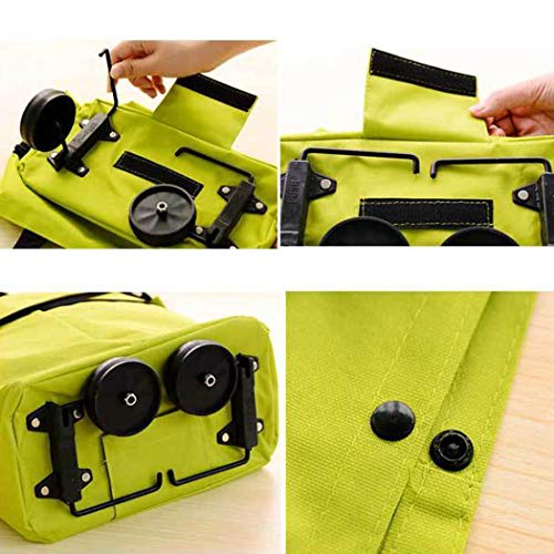 Kaimu Foldable Reusable Bag Rolling Wheel Shopping Cart Tote Handbag Reusable Grocery Bags - Thumbnail 2