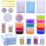 DIY Slime Kit Supplies for Kids - AUNOOL Clear Crunchy Slime Kit for Gifts, Include Colorful Slime Foam Beads Glitter Fruit Slices and Fishbowl Beads (27Pack)