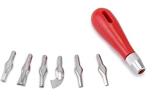 QWORK Linoleum Knifes Assortment, Block Cutter Linoleum Carving Cutting Tool for Lino Cut, Linograph Print Stamps, DIY Engrav