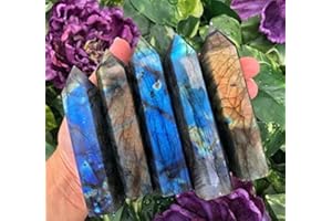 Zenkeeper 1PC Large Labradorite Crystal Points, Labradorite Crystal Tower Crystal Wand