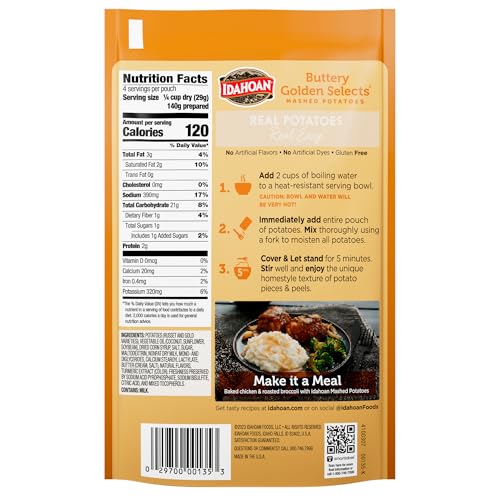IDAHOAN MASHED POTATOES, BUTTERY GOLDEN SELECTS, 4.1 OUNCE