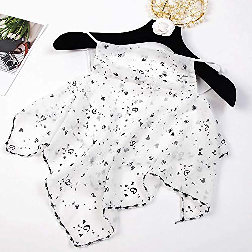 Outdoor Women\'s Sun Protection Anti-Dust Bandanas Cycling Chiffon Face Cover Multifunctional Scarf Mask (White-Heart)