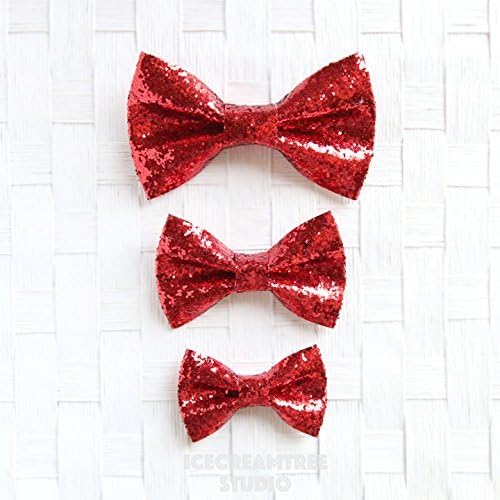 Bow Tie Collar Slide On, Collar Add On Bowtie, Bow Collar Accessories - Glitter Red