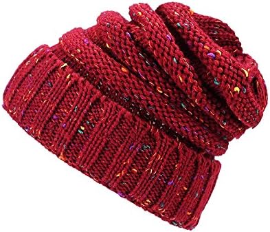 ANKND Knit Beanie Hat,Warm Chunky Soft Stretch Knit Cap Slouchy Beanie Skully Hat