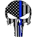 Punisher Skull Thin Blue Line Blue Lives Matter Flag Sticker 5x4” Vinyl Decal For Cars, Trucks Window RV SUV’s & Boats Support Of Police And Law Enforcement Officers (Pack of 1)