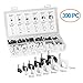 Aurum Cables® Cable Clip Assortment - 6 Assorted Sizes - 390 Piece Set - White and Black