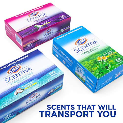 Clorox Scentiva Fabric Softening Dryer Sheets, 105 Sheets per Pack