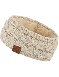 C.C Winter Fuzzy Fleece Lined Thick Knitted Headband Headwrap Earwarmer (HW-33) (Oatmeal-Confetti)