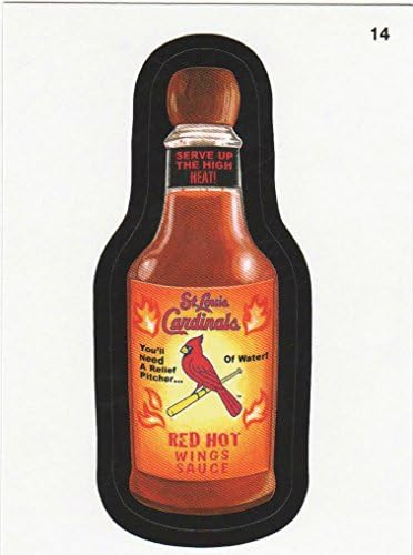 2016 WACKY PACKAGES BASEBALL SERIES 1 "ST LOUIS HOT WING SAUCE" #14 STICKER