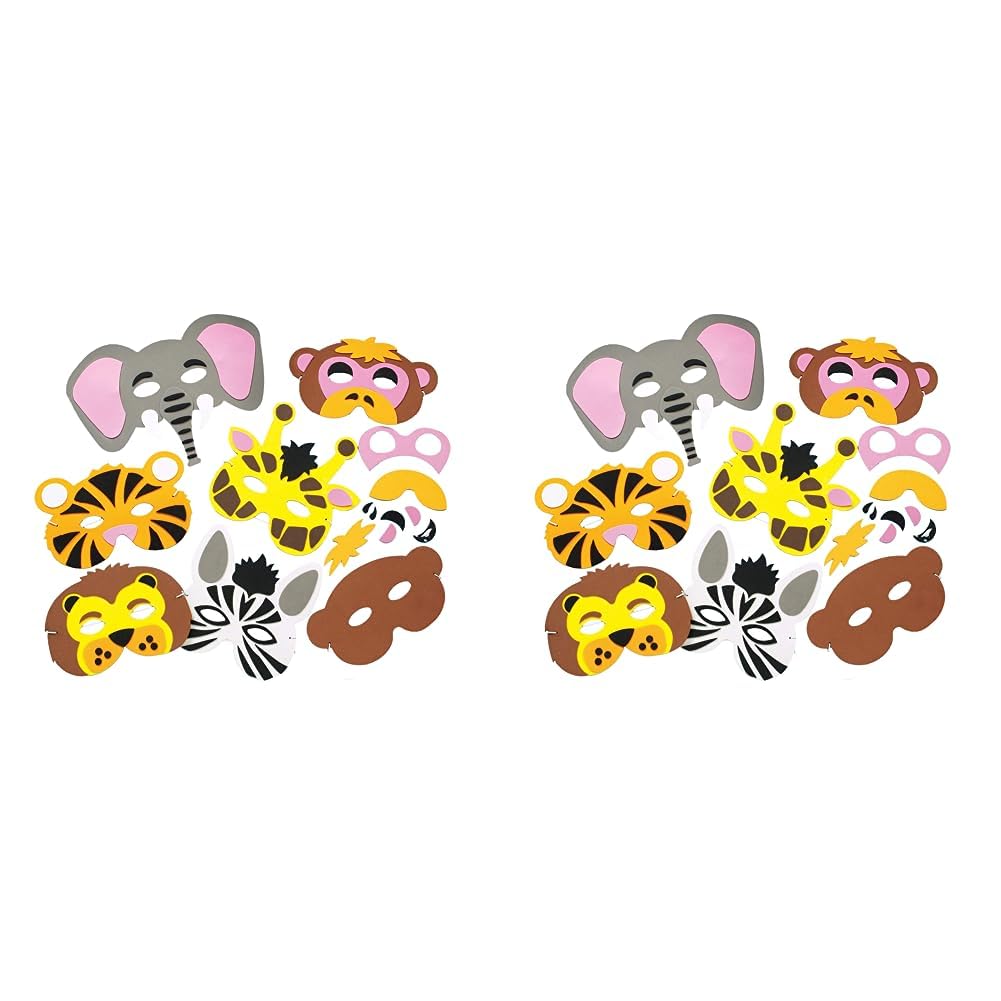 Baker Ross EC120 Jungle Animal Foam Mask Kits — Ideal Craft for Kids to Make and Wear as an Accessory for Halloween Costumes, Fancy Dress, Parties and More (Pack of 6)