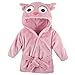 Hudson Baby Unisex Baby Plush Animal Face Bathrobe, Pink Owl, 0-9 Months