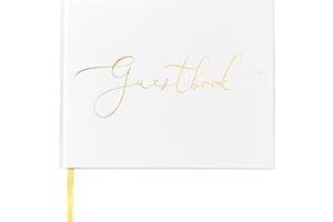 TRULIVA Wedding Guest Book, Sign in Guest Book for Wedding Reception, 9"x7", Hardcover, Gold Foil Guestbook (Lined, Guestbook)