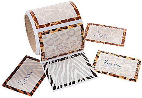 Animal Print Name Tags/Labels (100 pcs) 3 1/2" x 2 1/2". Paper.