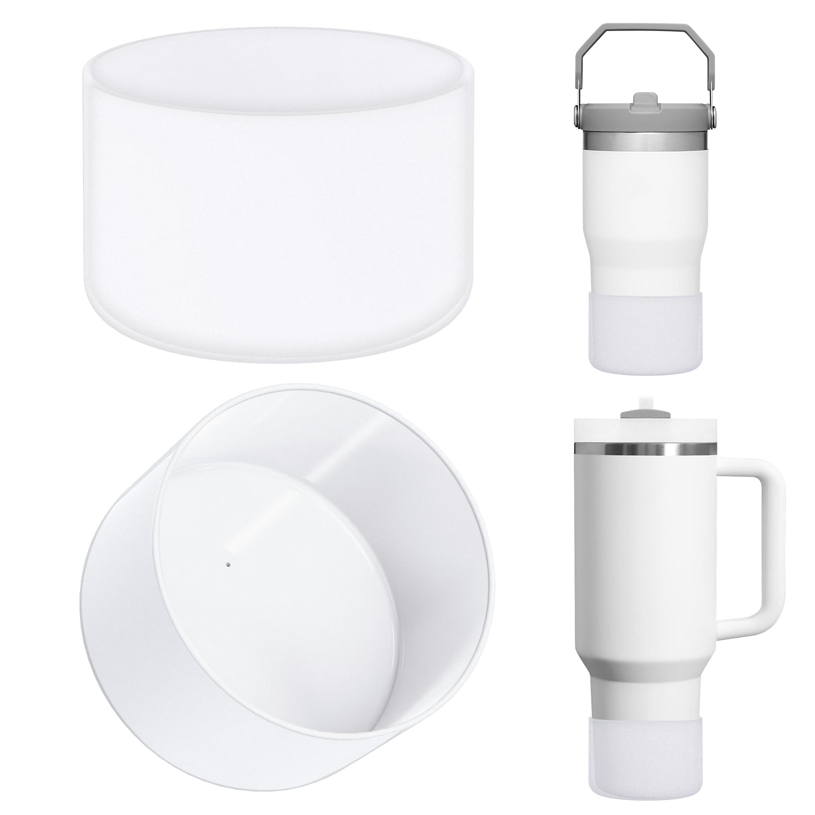 Linkidea 2 Pack Water Bottle Boot Compatible with Stanley Quencher H2.0 20oz/30oz/40oz, IceFlow Flip 20oz/30oz Tumbler, Silicone Bottle Bottom Sleeve Cover Bumper Protector (Clear)