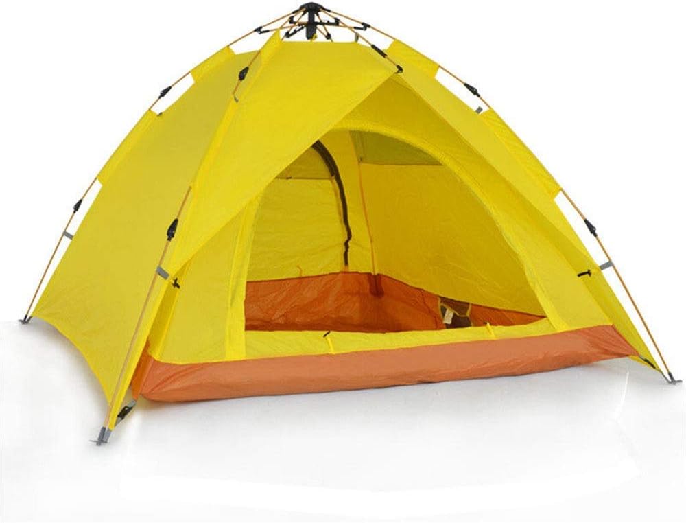 Zelten Family Camp Zelt Freien Außenzelt 2-3 Personen Double-Layer-Regenfest Family Camping Automatische Aluminium Pole Zelt 2 Farben Leichtes Camping (Color : Yellow, Size : One Size)