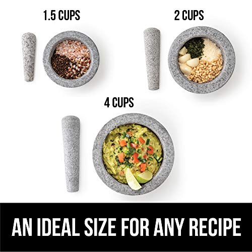 Gorilla Grip 100 Granite Slip Resistant Mortar and Pestle Set, Stone